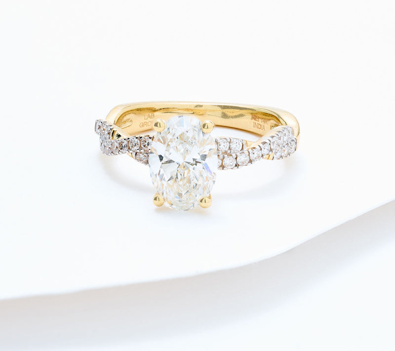 Fire Light Lab Grown Diamond 2 cttw Twisted Detail Ring, 14K — Main view
