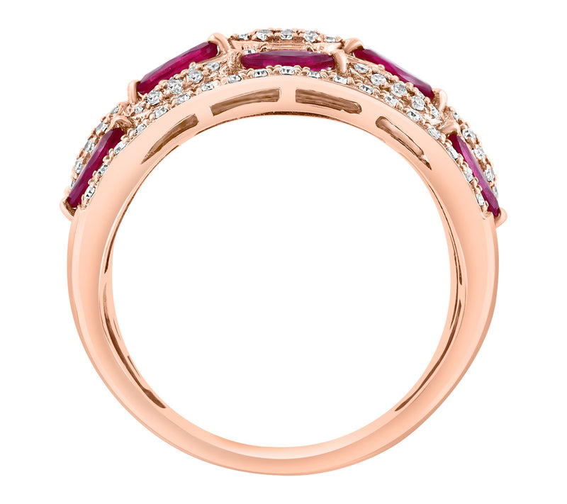 Effy Marquise Ruby & Diamond Multi-Row Ring, 14K Rose Gold — View 2