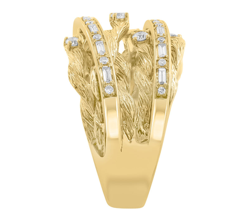 Effy Round & Baguette Diamond Multi-Row Ring, 14K Gold — View 3