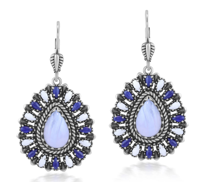 American West Sterling Cluster Pear Cut DangleEarrings — View 2
