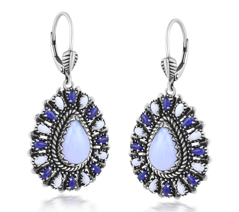American West Sterling Cluster Pear Cut DangleEarrings — View 7