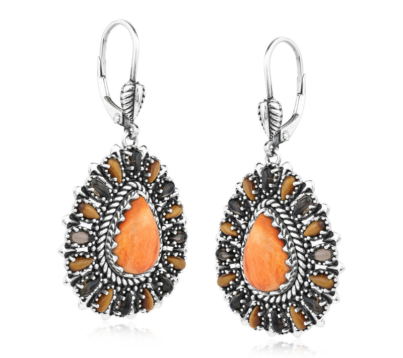 American West Sterling Cluster Pear Cut DangleEarrings — View 5