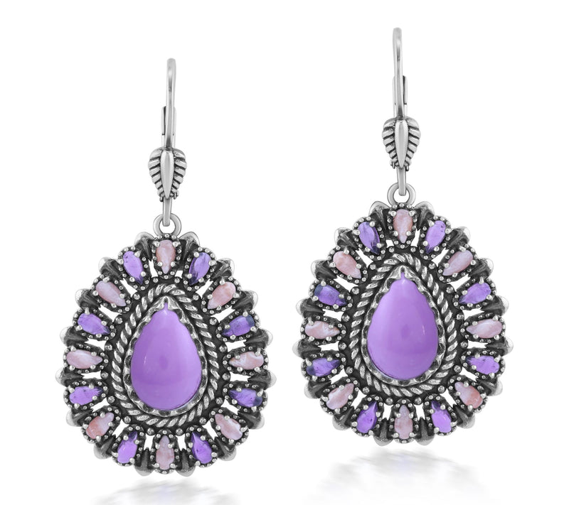 American West Sterling Cluster Pear Cut DangleEarrings — View 8