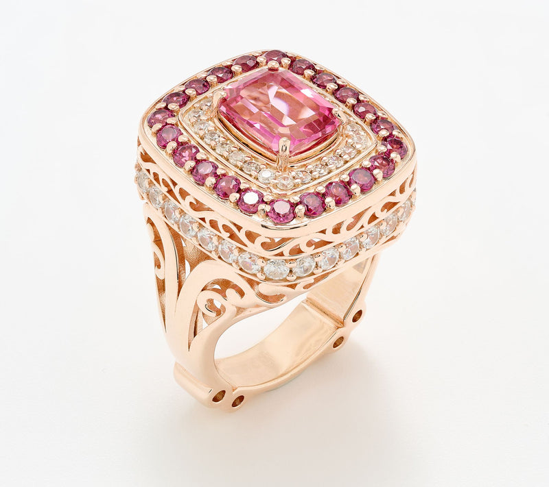 Dallas Prince 14K Rose Gold Plated Pink Topaz Ring — View 3
