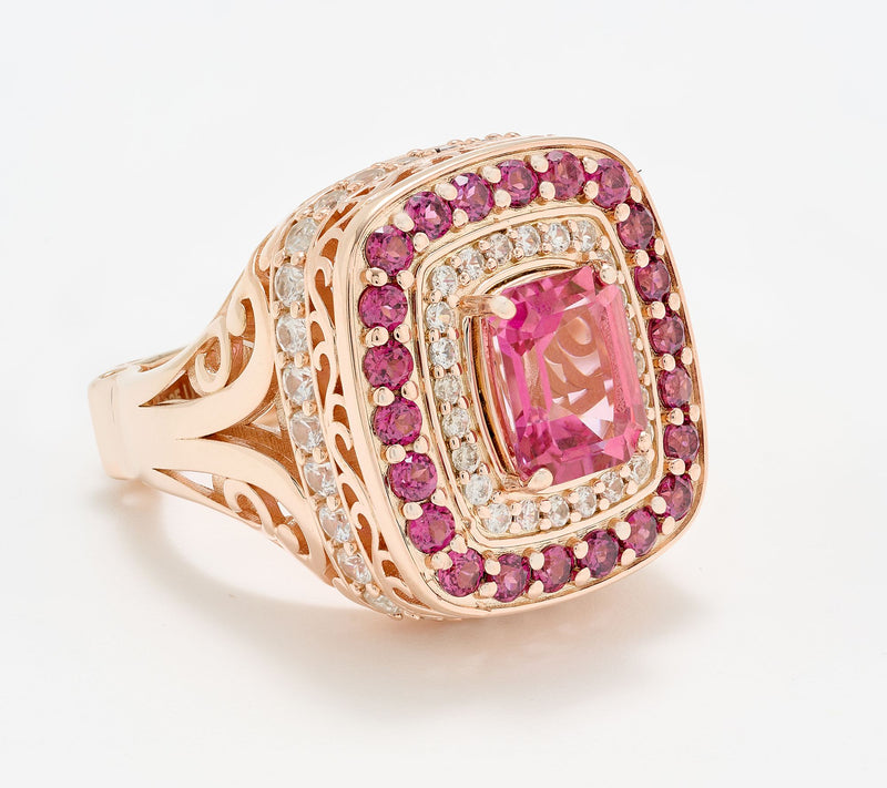 Dallas Prince 14K Rose Gold Plated Pink Topaz Ring — Main view