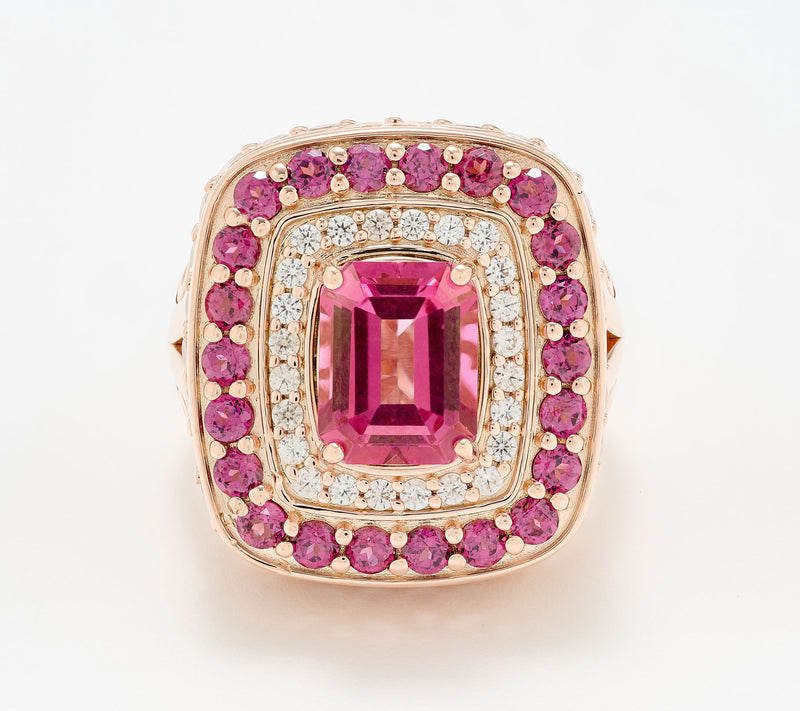 Dallas Prince 14K Rose Gold Plated Pink Topaz Ring — View 4