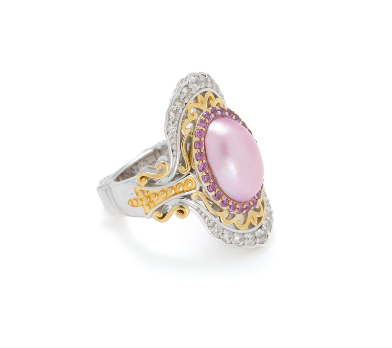 Dallas Prince Sterling Silver Pink Mabe Pearl Ring — View 2