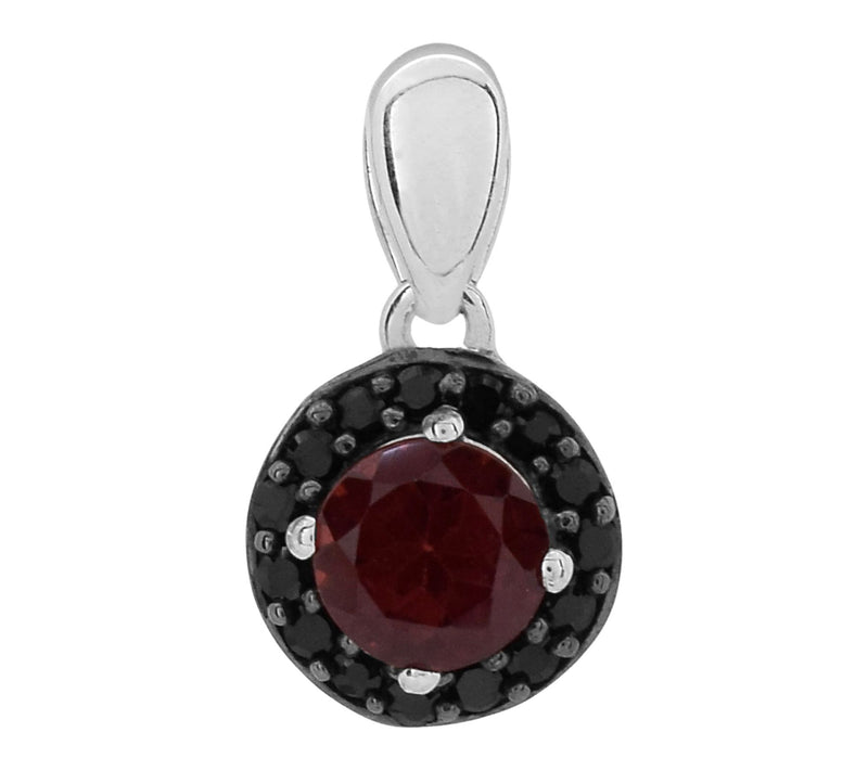 Affinity Gems Black Spinel & Garnet Halo Pendant, Sterling — View 2
