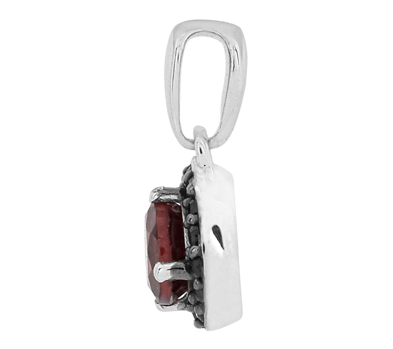 Affinity Gems Black Spinel & Garnet Halo Pendant, Sterling — View 4