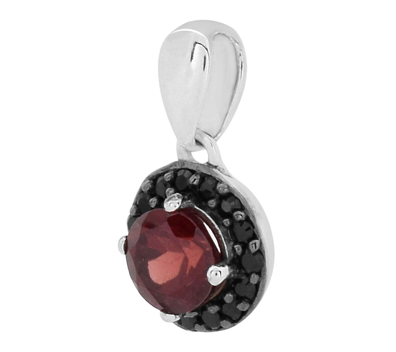 Affinity Gems Black Spinel & Garnet Halo Pendant, Sterling — View 3