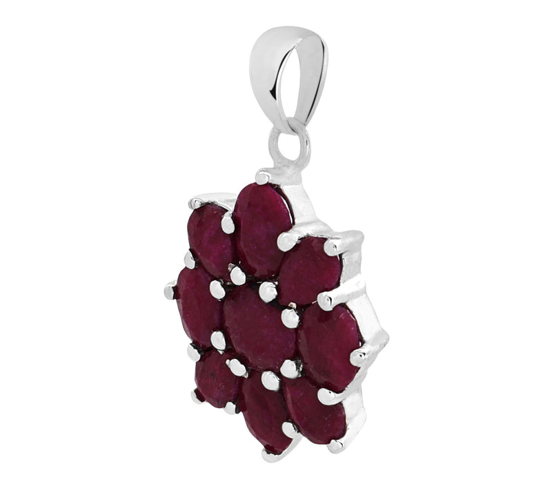 Affinity Gems Corundum Ruby Floral Pendant, Sterling — View 3