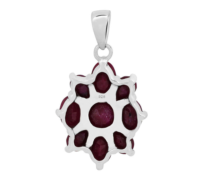Affinity Gems Corundum Ruby Floral Pendant, Sterling — View 5