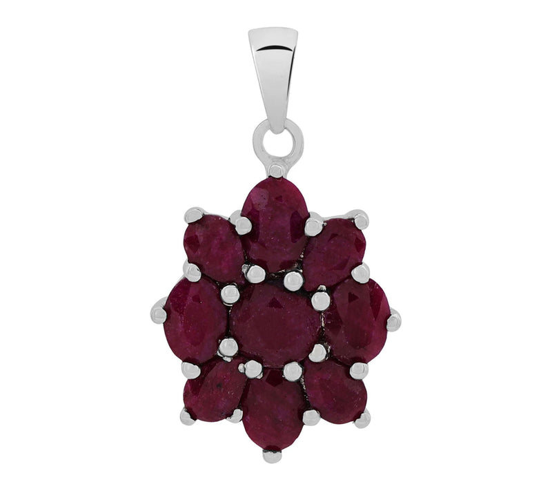 Affinity Gems Corundum Ruby Floral Pendant, Sterling — View 2