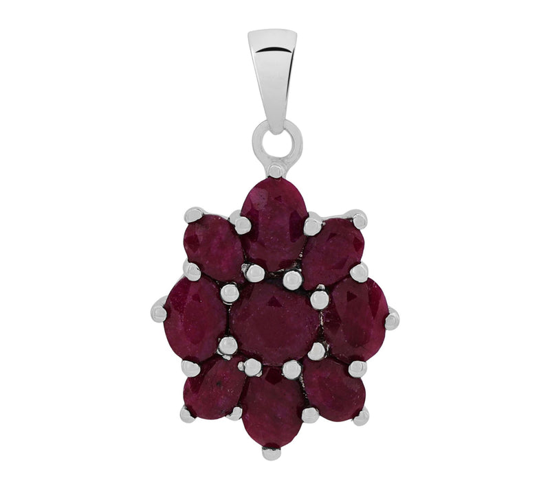 Affinity Gems Corundum Ruby Floral Pendant, Sterling — View 7