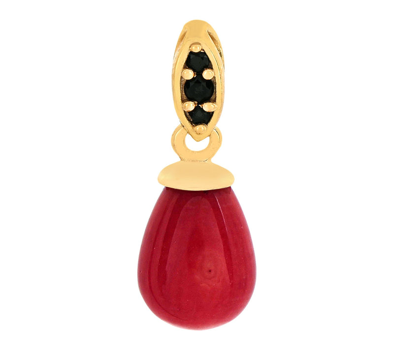 Affinity Gems Black Spinel & Red Bamboo Pendant, 14K Plated — View 2