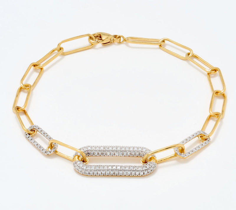 Affinity Diamonds .5 cttw Paperclip Chain Link Bracelet, Sterl — View 2