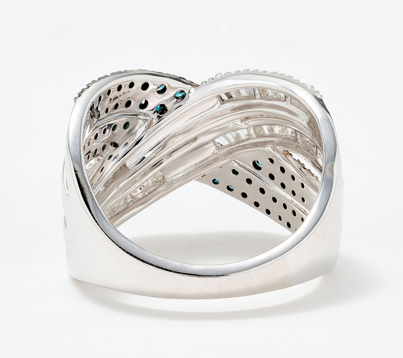 Affinity Diamonds 1cttw Round and Baguette Blue Ring, Sterling — View 3