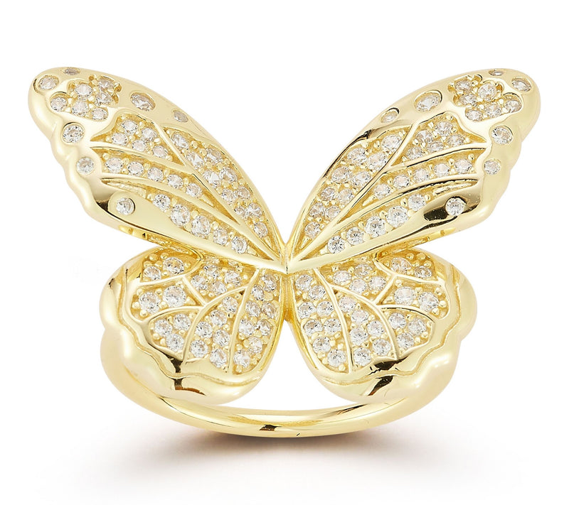 Sterlina Silver Bold Pave Butterfly Ring, Sterling — View 9