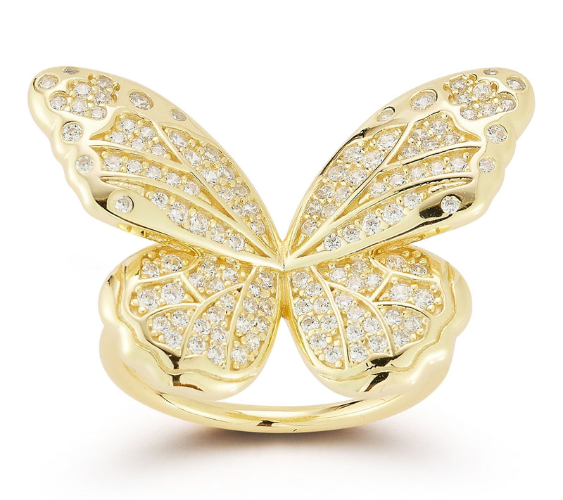 Sterlina Silver Bold Pave Butterfly Ring, Sterling — Main view