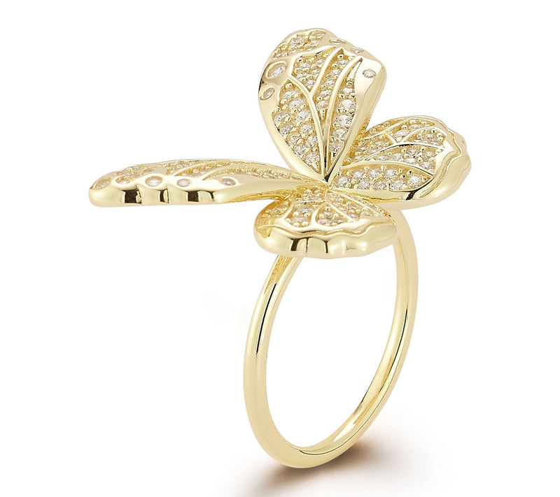 Sterlina Silver Bold Pave Butterfly Ring, Sterling — View 2
