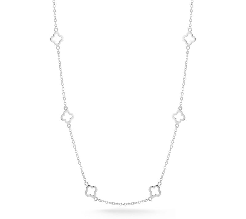 Sterlina Silver Open Clover Station Choker Necklace, Sterling — View 7