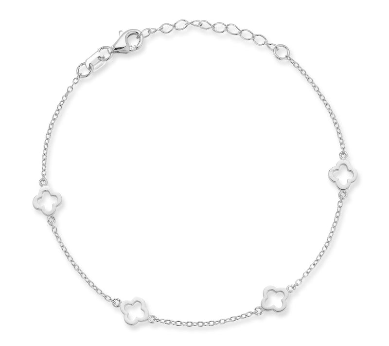 Sterlina Silver Open Clover Station Bracelet, Sterling — View 7