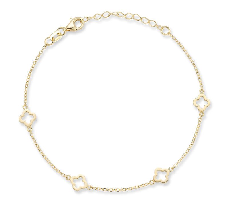 Sterlina Silver Open Clover Station Ankle Bracelet, Sterling — View 8