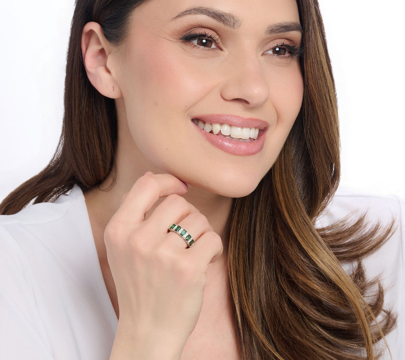 Diamonique x Kathy Levine Spellbound Baguette Ring Sterling Silver — View 4