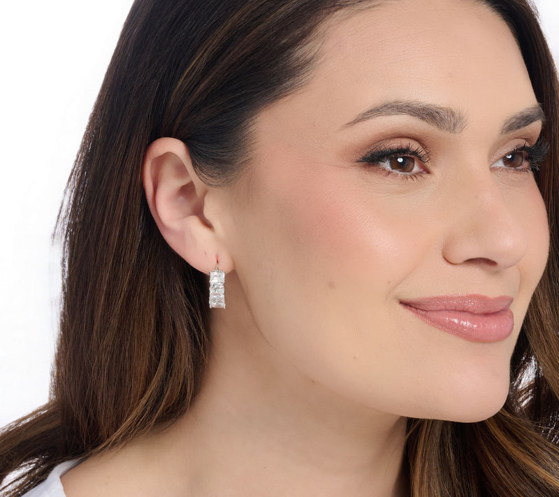 Diamonique x Kathy Levine Travelers 3/4" Hoop Earrings Sterling Silver — View 2