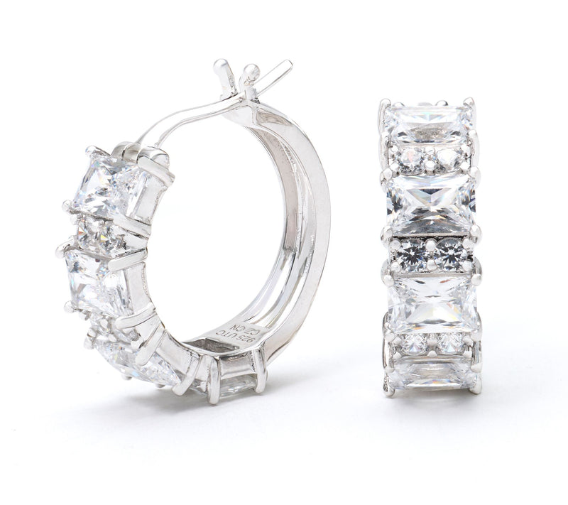Diamonique x Kathy Levine Travelers 3/4" Hoop Earrings Sterling Silver — View 5