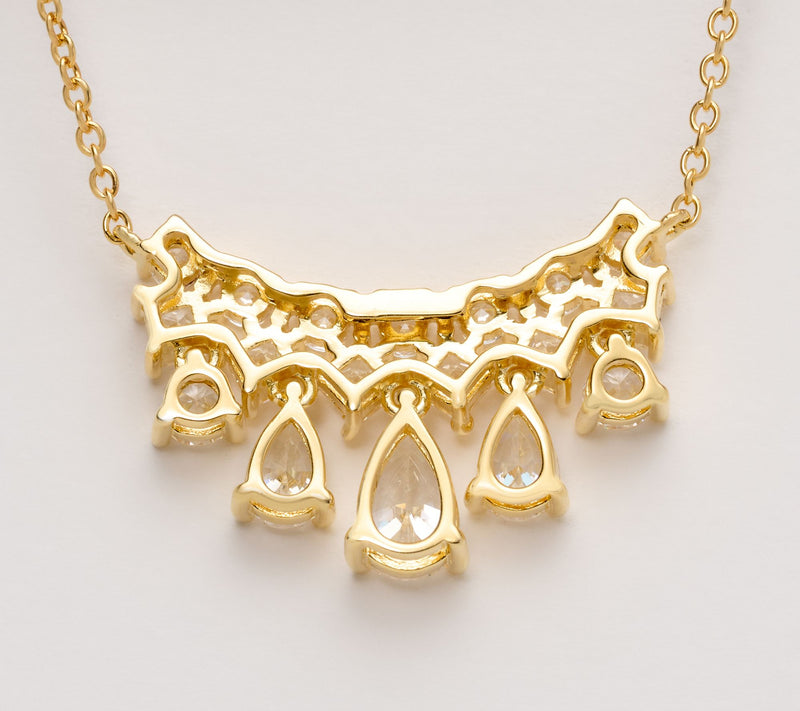 Diamonique x Kathy Levine Pear Drop Royale Necklace Sterling Silver — View 4