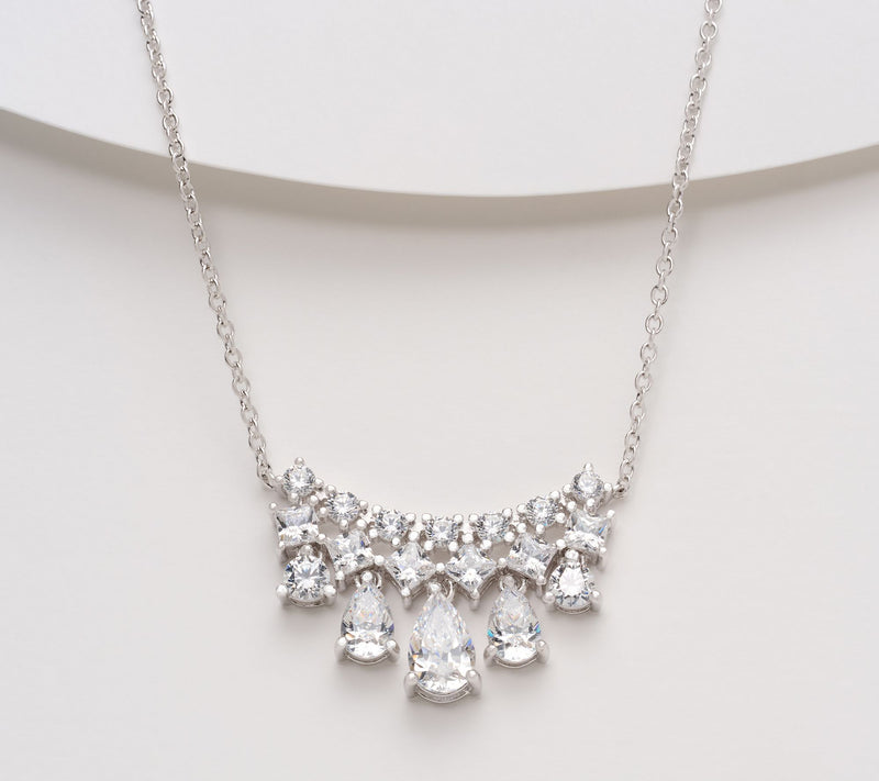 Diamonique x Kathy Levine Pear Drop Royale Necklace Sterling Silver — View 8