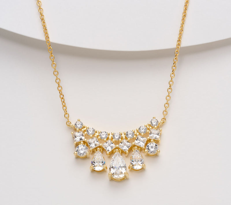 Diamonique x Kathy Levine Pear Drop Royale Necklace Sterling Silver — View 9