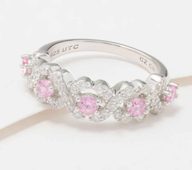 Diamonique x Kathy Levine Blushing Beauty Band Ring, Sterling Silver — View 6