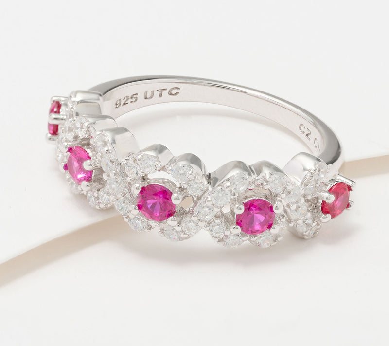 Diamonique x Kathy Levine Blushing Beauty Band Ring, Sterling Silver — Main view