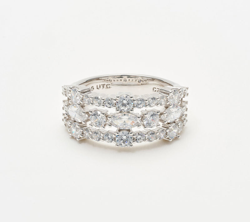 Diamonique x Kathy Levine Multi-Shape Potpourri Band Ring, Sterling — View 7
