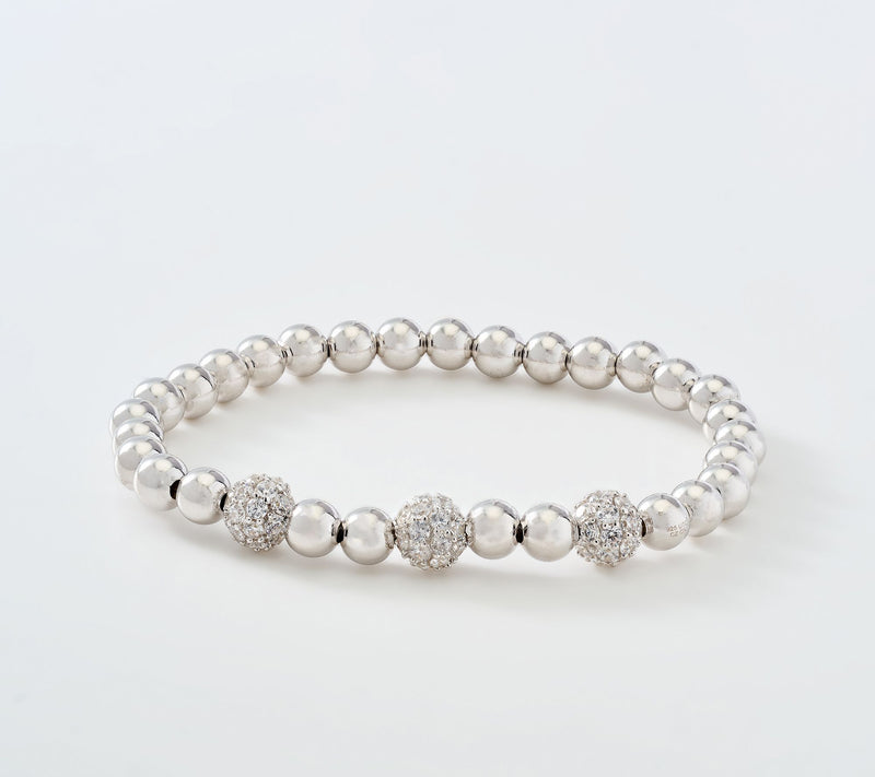 Diamonique x Kathy Levine Amiga Stretch Bead Bracelet, Sterling Silver — View 6