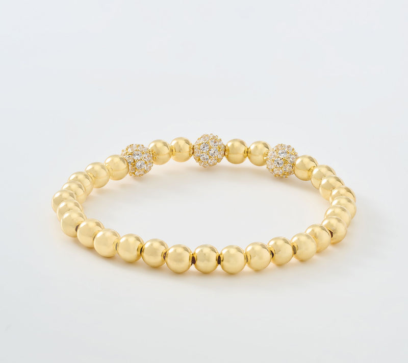 Diamonique x Kathy Levine Amiga Stretch Bead Bracelet, Sterling Silver — View 2