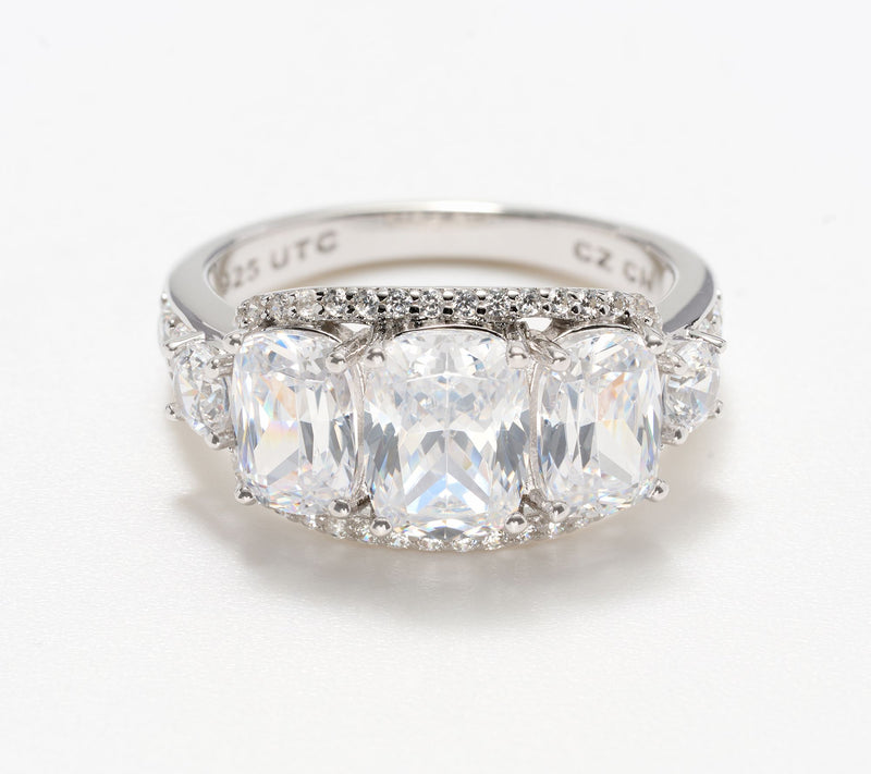 Diamonique x Kathy Levine Broadway Lights Triple Oval Ring, Sterling — View 7