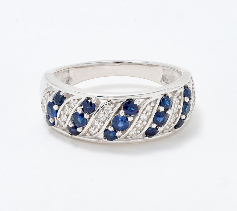 Affinity Gems Wave Detail Sapphire 0.75 cttw Ring, Sterling Silver — View 7