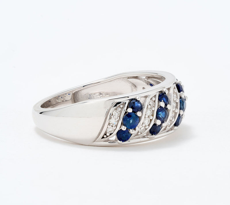 Affinity Gems Wave Detail Sapphire 0.75 cttw Ring, Sterling Silver — View 4