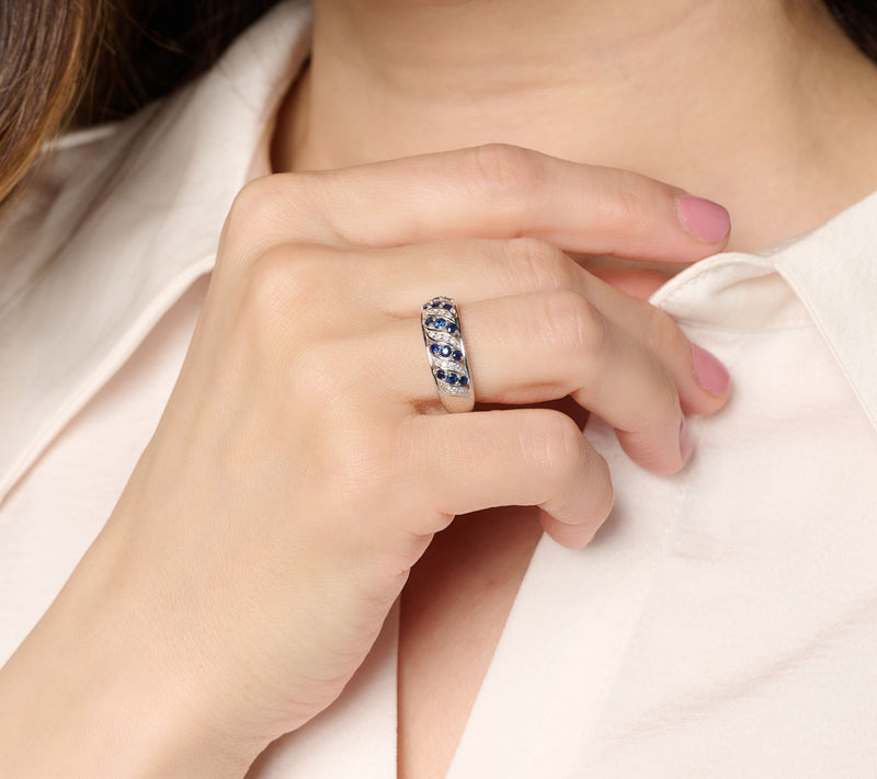Affinity Gems Wave Detail Sapphire 0.75 cttw Ring, Sterling Silver — View 5