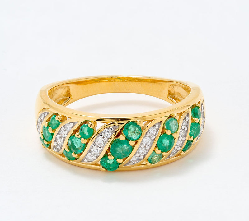 Affinity Gems Wave Detail Emerald 0.75 cttw Ring, Sterling Silver — Main view