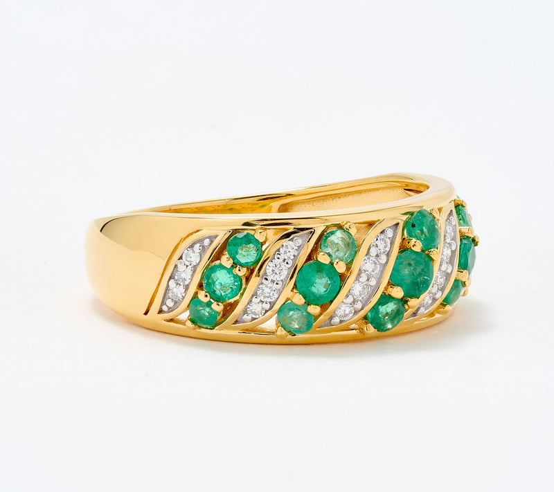 Affinity Gems Wave Detail Emerald 0.75 cttw Ring, Sterling Silver — View 4