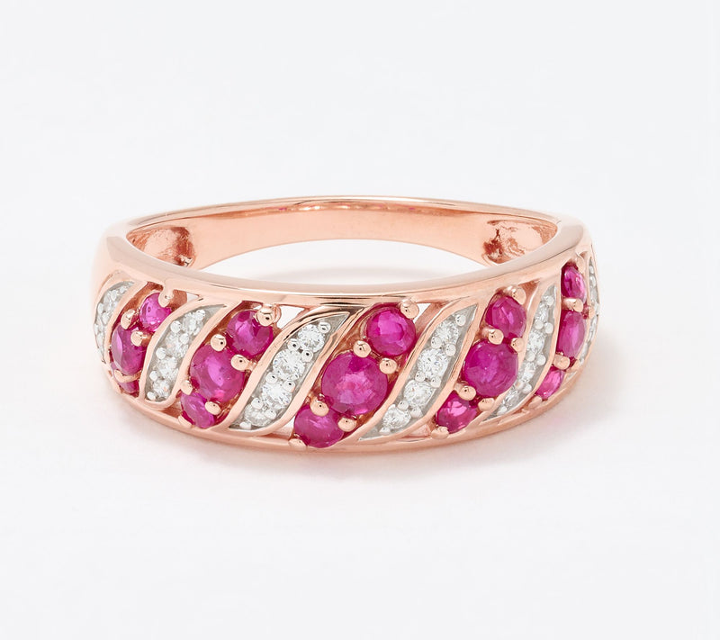 Affinity Gems Wave Detail Ruby 0.75 cttw Ring, Sterling Silver — Main view