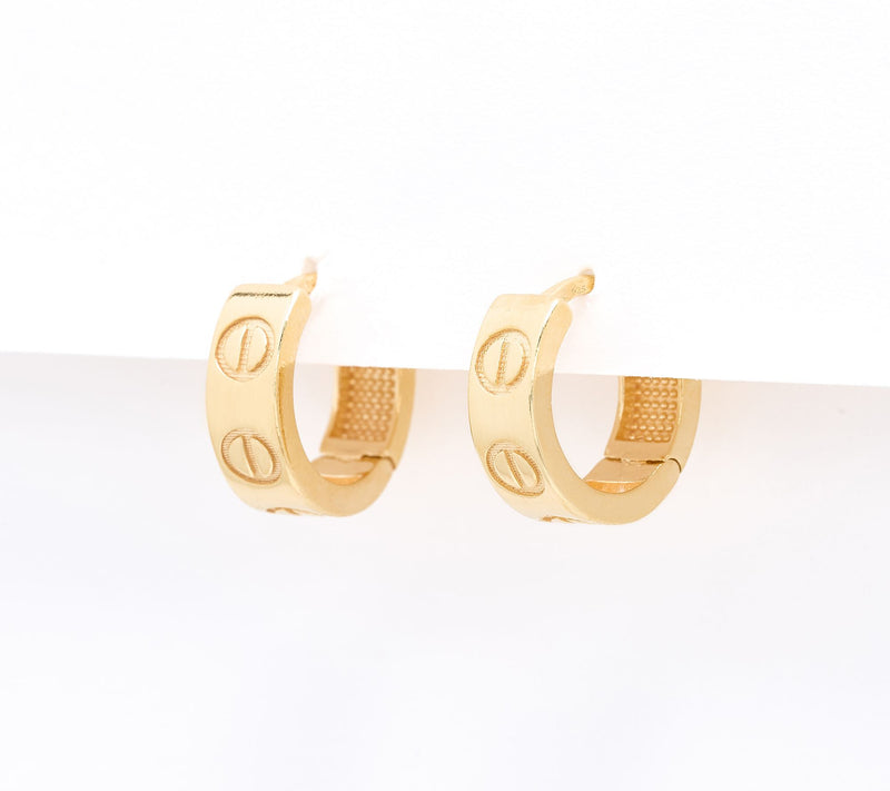 Silver Style Engraved Mini Hoop — View 5