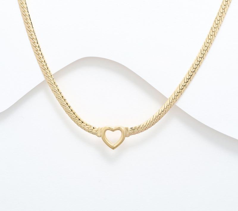 Silver Style Two-Tone Polished Heart Clasp Necklace — View 7