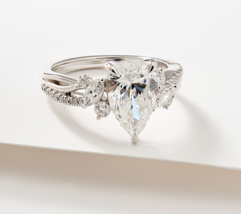 Fire Light Lab Grown Diamond 3 cttw Pear Center Stone Ring, 14K — View 7