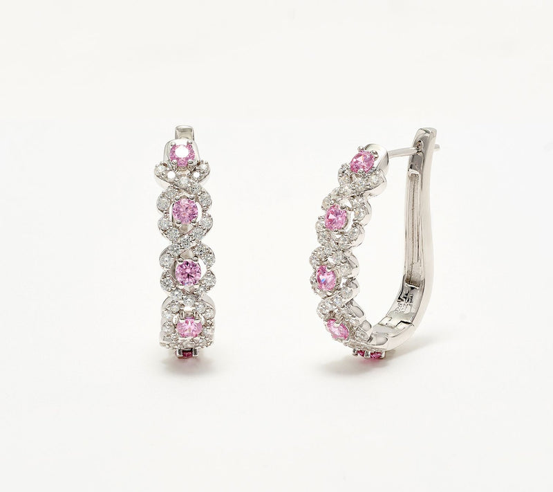 Diamonique x Kathy Levine Blushing Beauty Omega Back Earrings, Sterl — View 6