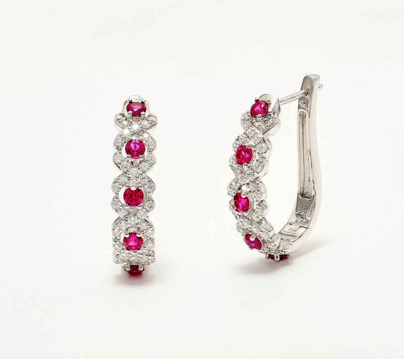 Diamonique x Kathy Levine Blushing Beauty Omega Back Earrings, Sterl — View 7